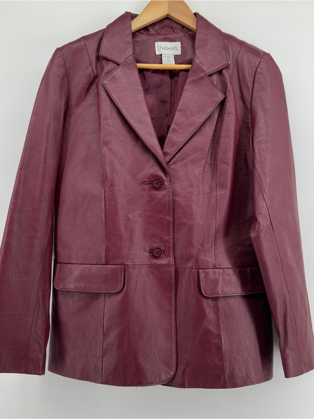 Vintage Chadwick’s Burgundy Leather Blazer Size 8